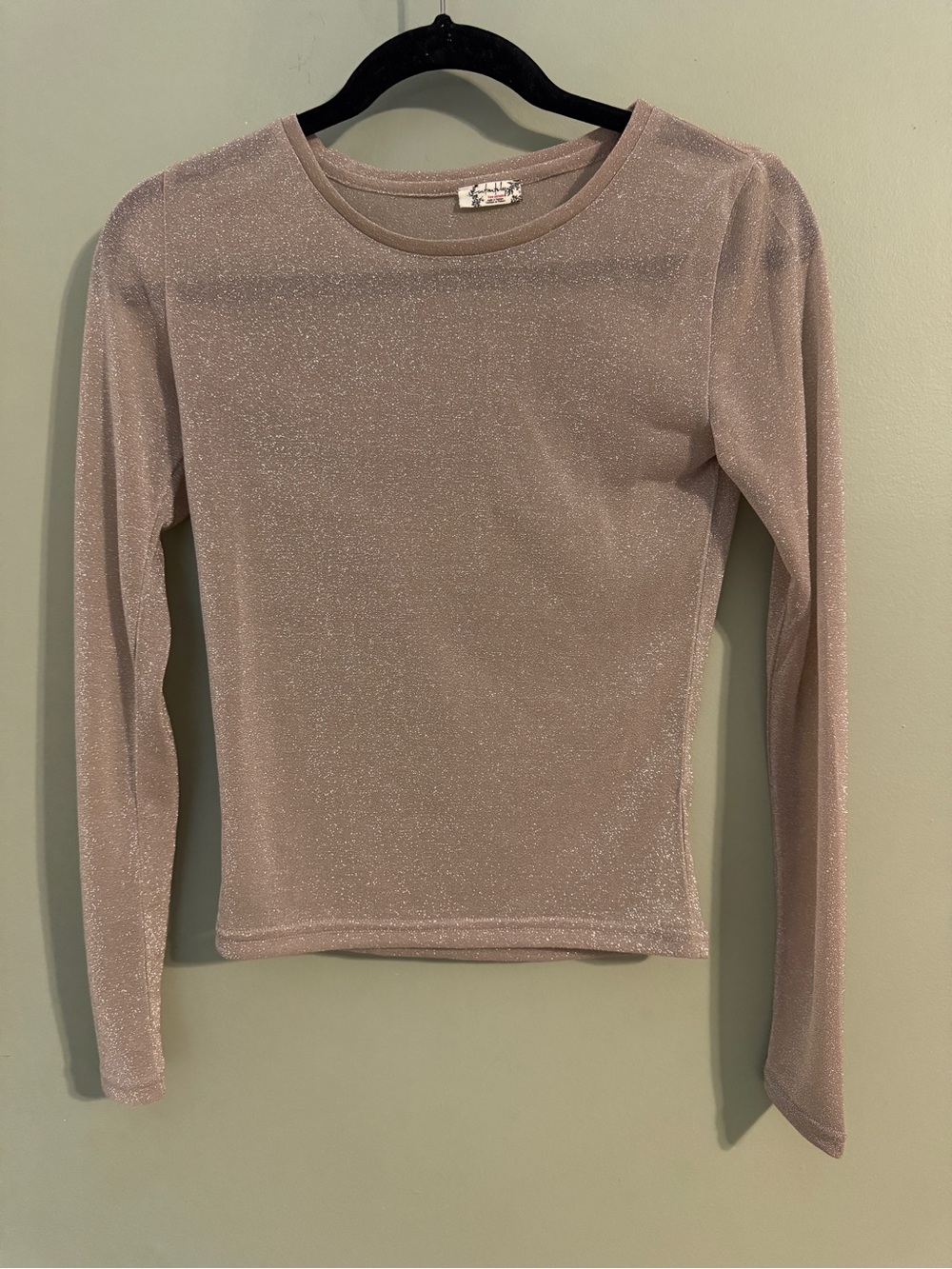 Free People Shimmer Knit Long Sleeve Top in Dusty Pink
